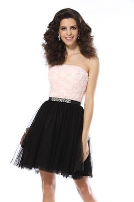 Robe de cocktail naturel bref impressioé en tulle manche nulle