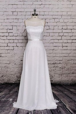 Abito da Sposa in Chiffon A-Line A Terra Senza Maniche con Fusciacca largo