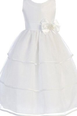 Robe de cortège enfant avec gradins avec zip a-ligne avec nœud de tour de ceinture en haute