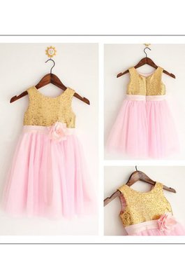 Robe de cortège enfant longue naturel fermeutre eclair avec fleurs en tulle