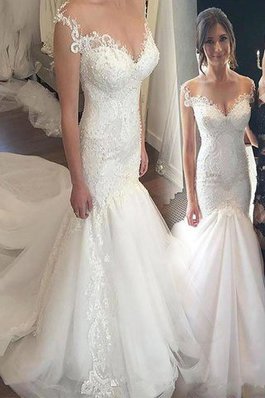 Abito da Sposa Senza Maniche in Pizzo Sirena Retro Fuori dalla spalla