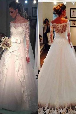 Robe de mariée intemporel delicat naturel avec manche longue de traîne courte