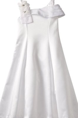 Schulterfrei a linie Blumenmädchenkleid mit Spaghettiträger mit Blume