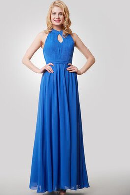 Vestido de Dama de Honor de Escote halter de Plisado de Hasta el suelo de Sin mangas