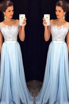 Chiffon Ärmelloses Anständiges Ballkleid mit Applike mit Sweep zug