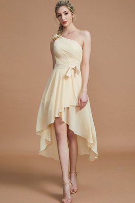 Robe demoiselle d'honneur courte avec zip manche nulle asymétrique avec chiffon