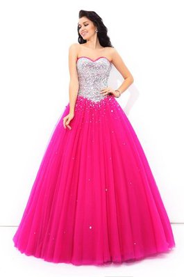 Ärmelloses Duchesse-Linie Sittsames Quinceanera Kleid mit Rücken Schnürung mit Perlen