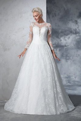 Clasico Vestido de Novia de Imperio Cintura de Largo de Encaje Adorno