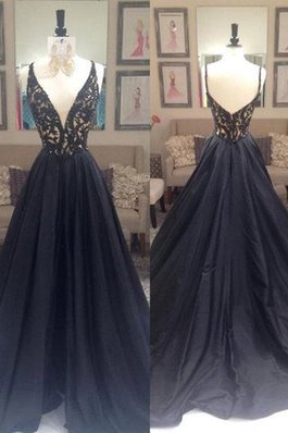 Robe de bal longue de princesse de col en v a-ligne avec perle