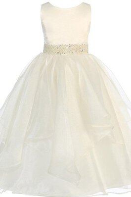 Robe de cortège enfant en satin ligne a avec zip de tour de ceinture empire col u profond