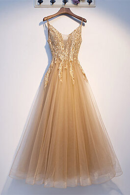 Elegante Vestido de Fiesta de Deslumbrante de Escote de Tirantes Espaguetis de Sin mangas