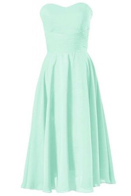 Abito da Damigella con Increspato Cuore con Piega in Chiffon Naturale Senza Maniche
