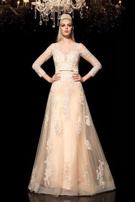 Abito da Sposa con Applique in Raso Principessa Lungo Elegante