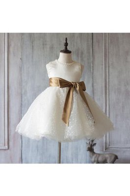 Robe de cortège enfant avec sans manches textile en tulle de tour de ceinture empire de lotus