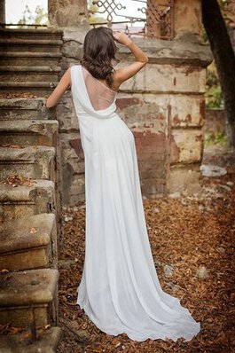 Vestido de Novia en Gasa de Playa de Abalorio de Sin mangas de Cola Barriba