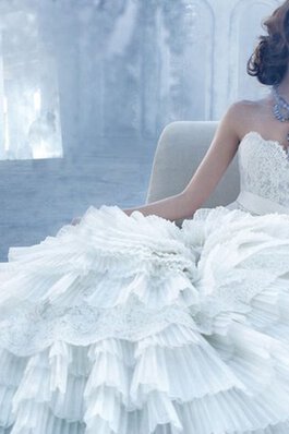 Abito da Sposa A-Line Senza Maniche in Organza Bassa con Nastro in Pizzo