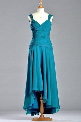Vestido de Dama de Honor de Corte-A en Gasa de Plisado de Manga de longitud 3/4 de Barco