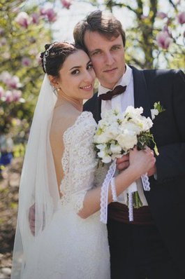 Elegante Vestido de Novia de Corte Recto de La mitad de manga de Natural