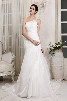 Abito da Sposa in Organza con Perline Semplice Allacciato con Applique