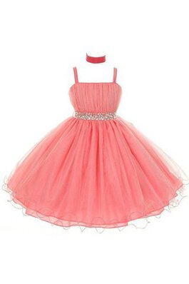 Robe de cortège enfant pailleté plissage a-ligne en organza avec sans manches