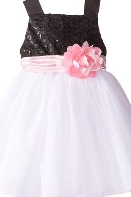 Robe de cortège enfant bref en tulle avec sans manches avec zip de tour de ceinture en haute