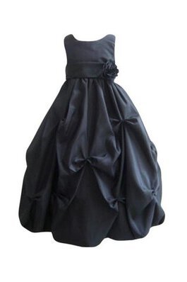 Ärmelloses Blumenmädchenkleid mit Schaufel Ausschnitt mit Blume