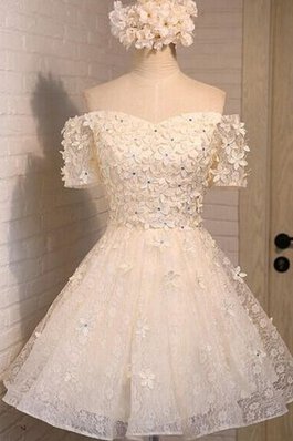 Herz-Ausschnitt Elegantes romantisches Abiballkleid mit Blume mit Rücken Schnürung