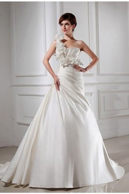 Abito da Sposa A-Line Coda A Strascico Cappella con Fiore Alta Vita Monospalla