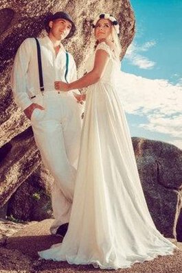 Robe de mariée plissé simple fermeutre eclair a plage de traîne courte