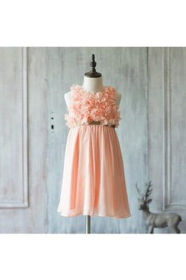 A-Linie hoher Ausschnitt normale Taille bodenlanges Blumenmädchenkleid mit Bordüre mit Blume