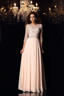 Abito da Sera Principessa in Chiffon A-Line Tondo con Tre Quarti Lunghezza Maniche