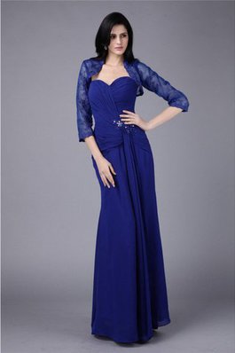 Ärmelloses Empire Taille Perlenbesetztes Bodenlanges Brautmutterkleid mit Applikation