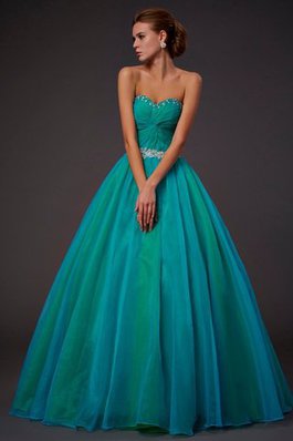 Ärmelloses Duchesse-Linie Anständiges Quinceanera Kleid mit Empire Taille mit Perlen