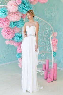 Robe de mariée facile col u profond avec fronce a plage avec perle