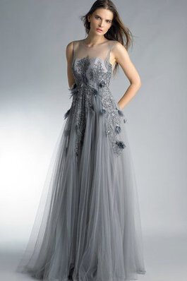Robe de bal appliques avec manche courte ligne a en tulle col ras du cou