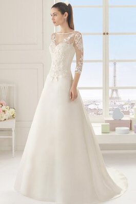 Abito da Sposa in Pizzo Semplice Romantico Senza Maniche A-Line in Raso