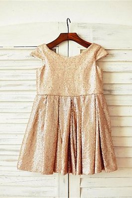 Robe de cortège enfant pailleté naturel encolure ronde de princesse ligne a