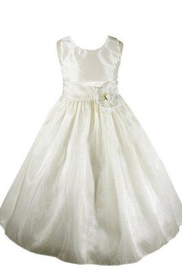 Robe de cortège enfant col u profond manche nulle avec fleurs ligne a