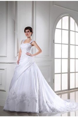 Trägerlos Ärmelloses Organza Anständiges Brautkleid mit Applikation