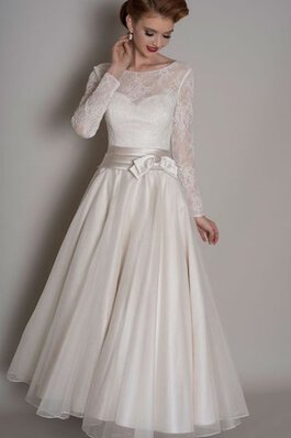 Robe de mariée delicat décontracté plissage avec nœud ligne a