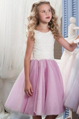 Prinzessin A-Linie Natürliche Taile Junoesque Blumenmädchenkleid mit Blume