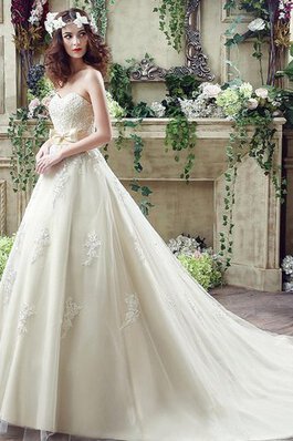 Robe de mariée delicat serieuse naturel en tulle a-ligne