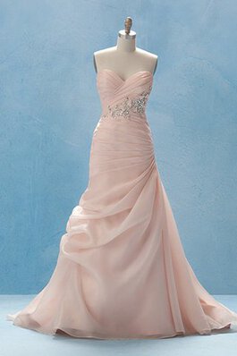 Robe de mariée romantique ruchés longs ligne a ruché col en forme de cœur