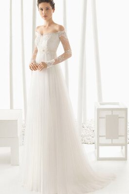 A-Line lange Ärmeln Tüll Brautkleid mit Bordüre mit Applikation