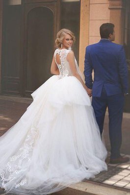 Abito da Sposa con Perline in pizzo Senza Maniche Elegante decorato Bassa