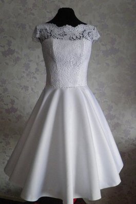 Robe de mariée nature simple col en v foncé avec perle avec manche épeules enveloppants