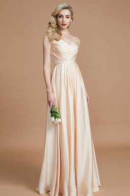 Robe demoiselle d'honneur naturel v encolure de princesse avec sans manches ruché