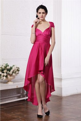 Normale Taille Spaghetti Träger Drapiertes Hoch Niedrig Chiffon Cocktailkleid