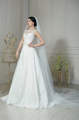 A-Line Spitze Ärmelloses Brautkleid mit Blume mit Bordüre