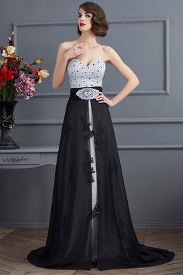 Robe de soirée de col en cœur de princesse avec perle avec sans manches en satin